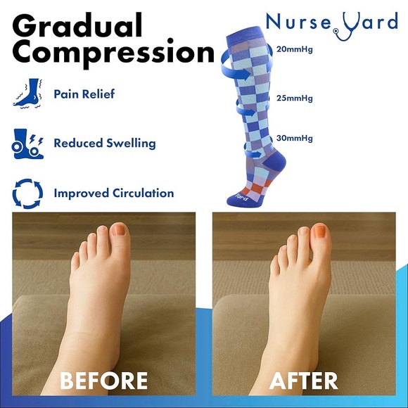 NURSE YARD unisex Compression Socks for Nurses Medical Staff - Picture 3 of 13
